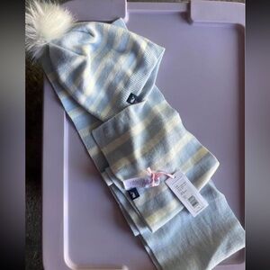 Vineyard vines kids Blue and Cream Striped Scarf and Hat Set nwt